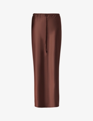 4TH & RECKLESS: Yimena elasticated-waist satin maxi skirt