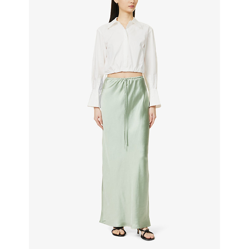 Shop 4th & Reckless Women's Sage Yimena Elasticated-waist Satin Maxi Skirt