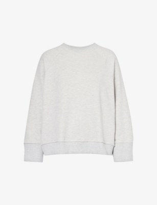 Shop 4th & Reckless Women's Grey Marl Catherine Dropped-shoulder Cotton-jersey Sweatshirt