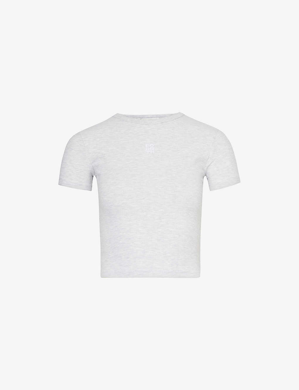 Shop 4th & Reckless Women's Grey Dayna Logo-print Cotton-blend Jersey T-shirt