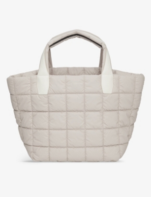 Vee Collective Porter Medium Quilted Recycled-nylon Tote Bag In Mushroom