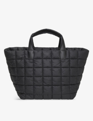 Vee Collective Matt Black Porter Medium Quilted Recycled-nylon Tote Bag