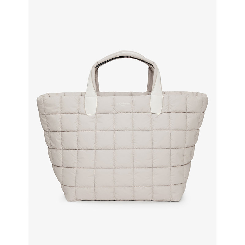 Vee Collective Porter Medium Quilted Recycled-nylon Tote Bag In Mushroom