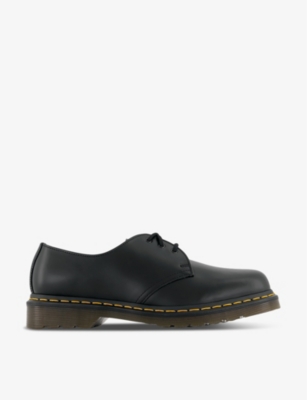 Shop Dr. Martens' Dr. Martens Mens Black Leather 3-eyelet Chunky-sole Leather Shoes
