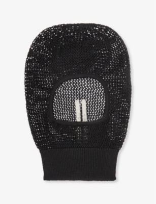 Rick Owens Womens Black Skull Open-knit Wool Balaclava