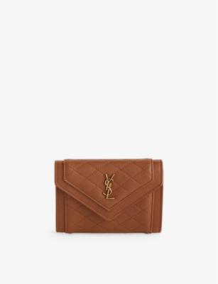 SAINT LAURENT: Gaby logo-embellished leather card holder