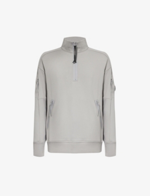 Shop C.p. Company Cp Company Men's Drizzle Zip-up Lens-detail Cotton-jersey Sweatshirt In Grey