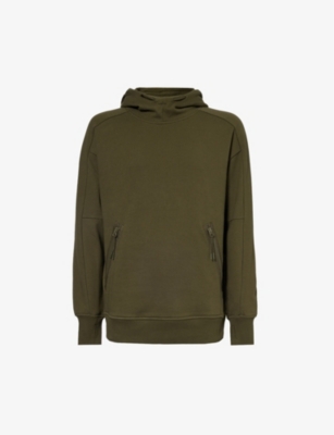 C.p. Company Goggle Funnel-neck Cotton-jersey Hoody In Ivy Green