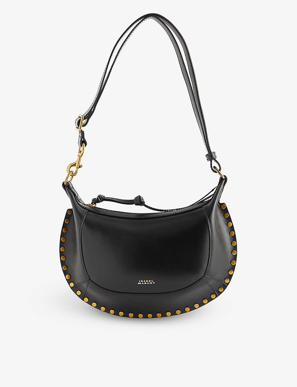 Isabel Marant Womens Black Oskan Curved Leather Shoulder Bag
