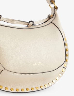 Shop Isabel Marant Oskan Curved Leather Shoulder Bag In Light Beige