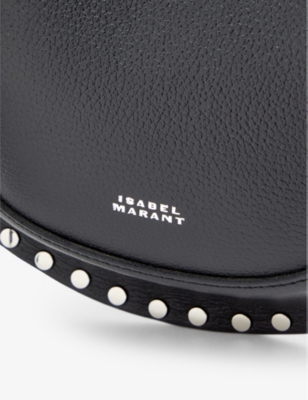 Shop Isabel Marant Womens Black/silver Oskan Moon Mini Leather Cross-body Bag
