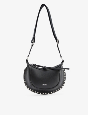 Shop Isabel Marant Womens Black/silver Oskan Moon Mini Leather Cross-body Bag