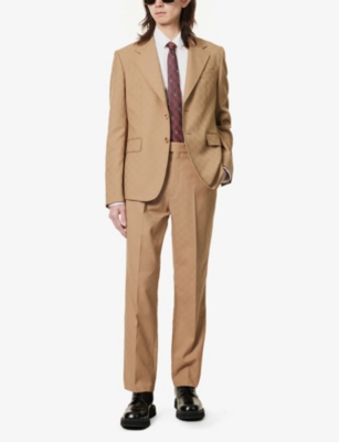 Shop Gucci Mens Marschland Monogram-embellished Tapered-leg Woven Trousers