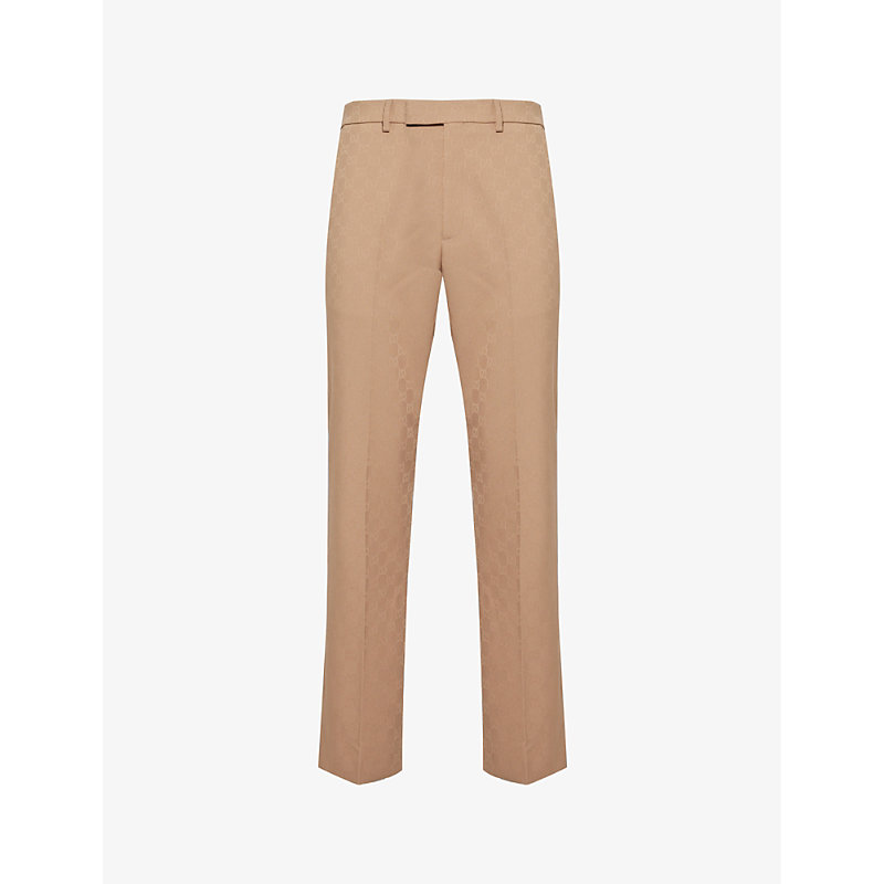Gucci Mens Marschland Monogram-embellished Tapered-leg Woven Trousers