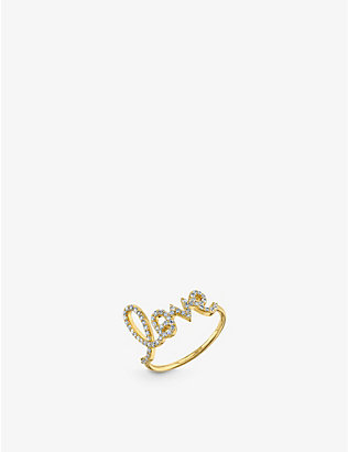 SYDNEY EVAN：Love 字样大号 14K 黄金和 0.31 克拉钻石戒指