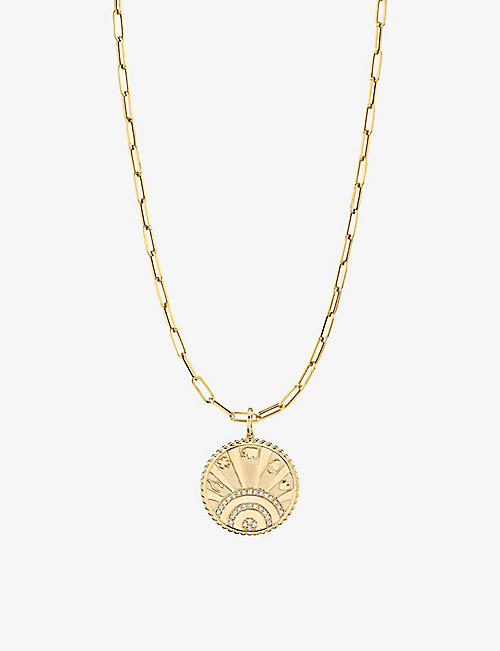 SYDNEY EVAN: Lucky Coin 14ct yellow-gold and 0.09ct brilliant-cut diamond pendant necklace