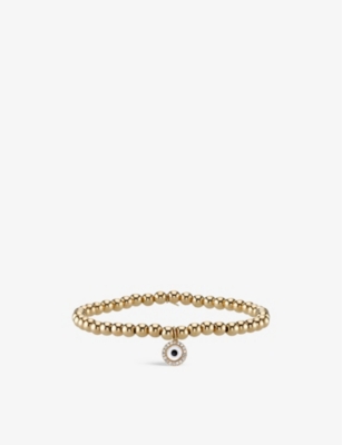 SYDNEY EVAN: Evil Eye 14ct yellow-gold enamel and 0.06ct diamond bracelet