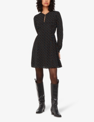 Whistles Heart Print Mini Dress In Black