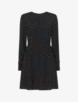 Whistles Heart Print Mini Dress In Black