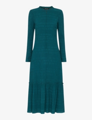 Whistles Mila Textured Maxi Dress In Green