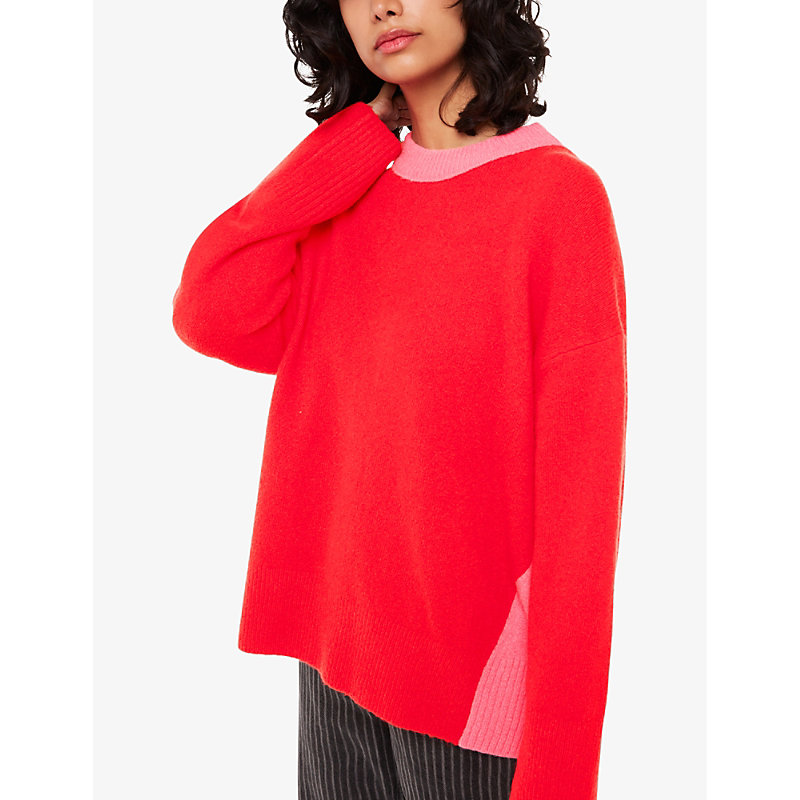 Shop Whistles Women's Multi-coloured Colour-block Relaxed-fit Stretch-wool Jumper
