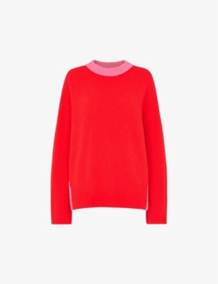 WHISTLES: Colour-block relaxed-fit stretch-wool jumper
