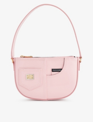 Dolce & Gabbana Kids' Branded Leather Shoulder Bag In Pink 1
