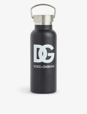 Dolce & Gabbana Brand-print Stainless-steel Water Bottle In Black