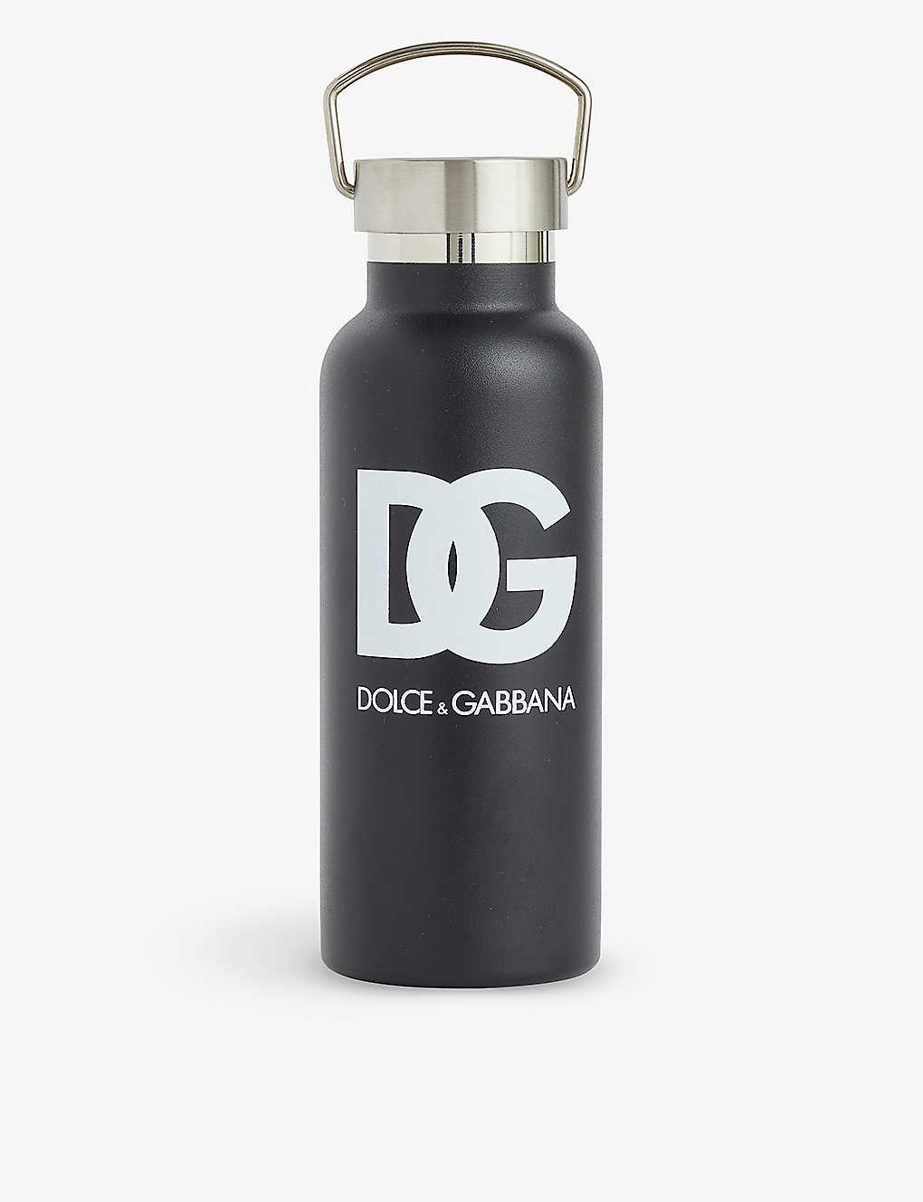 Dolce & Gabbana Brand-print Stainless-steel Water Bottle In Black/white