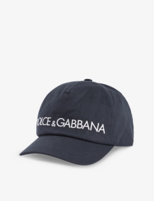 Dolce & Gabbana Kids' Brand-embroidered Cotton-twill Hat In Very Dark Blue 1