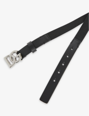 Shop Dolce & Gabbana Boys Black Kids Logo-buckle Leather Belt