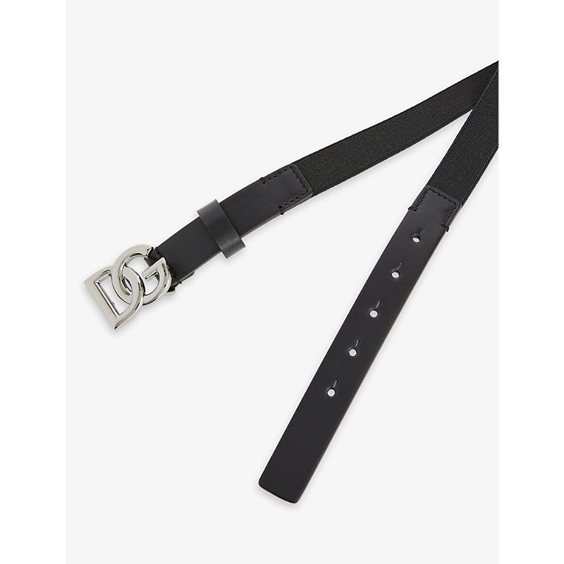 Shop Dolce & Gabbana Boys Black Kids Logo-buckle Leather Belt