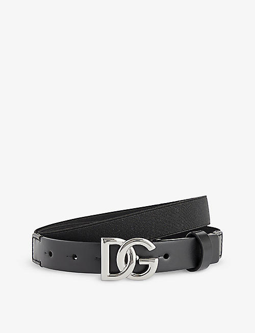 DOLCE & GABBANA: Logo-buckle leather belt