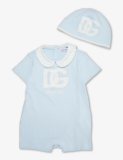 DOLCE & GABBANA: Brand-print two-piece cotton-jersey set 3-12 months