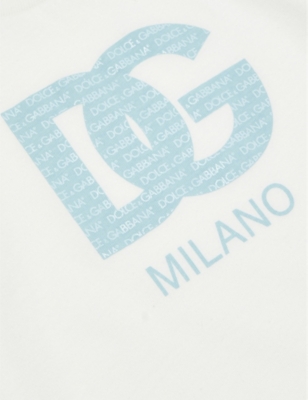 Shop Dolce & Gabbana Brand-print Short-sleeve Cotton-jersey T-shirt 6-30 Months In Combined Colour
