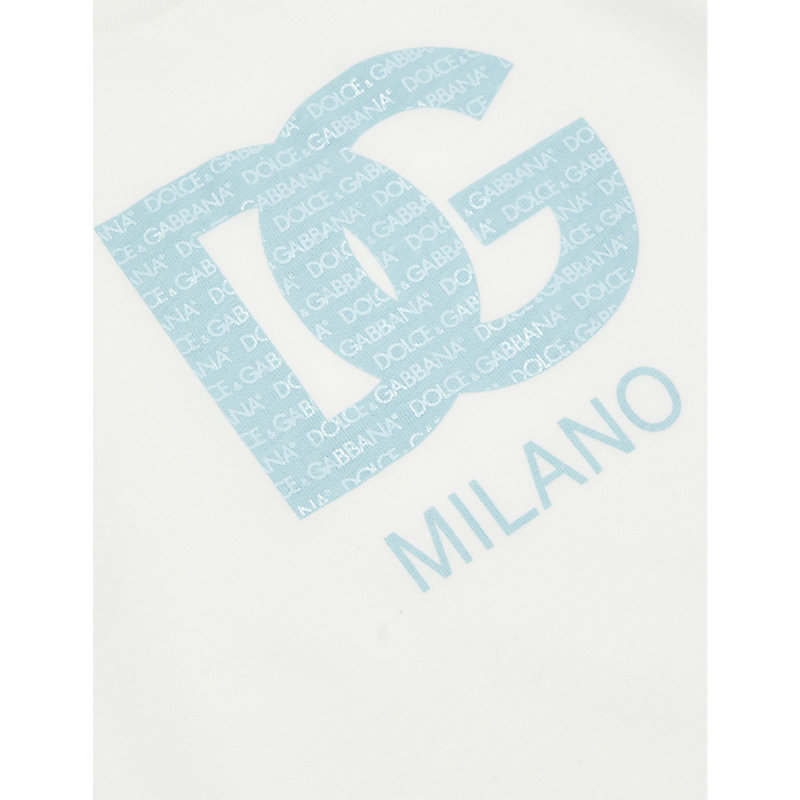 Shop Dolce & Gabbana Brand-print Short-sleeve Cotton-jersey T-shirt 6-30 Months In Combined Colour