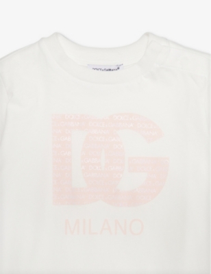 Shop Dolce & Gabbana Logo-print Short-sleeve Cotton-jersey T-shirt 6-30 Months In Combined Colour