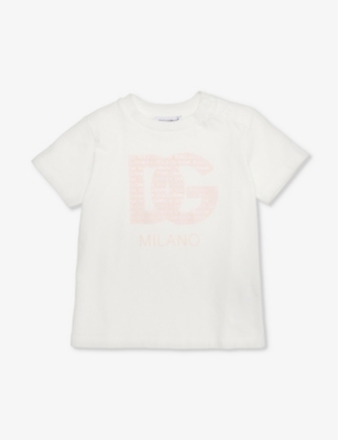 Shop Dolce & Gabbana Logo-print Short-sleeve Cotton-jersey T-shirt 6-30 Months In Combined Colour