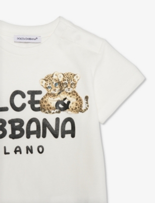 Shop Dolce & Gabbana Bandana Logo-print Cotton-jersey T-shirt 6-30 Months In White