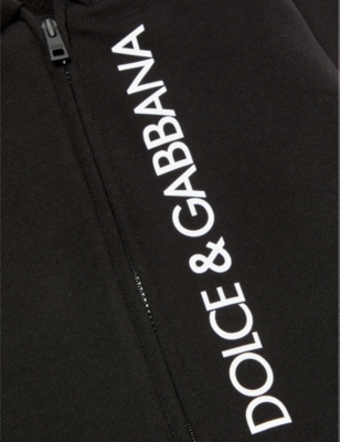 Shop Dolce & Gabbana Black Brand-print Regular-fit Cotton-jersey Hoody 6-30 Months