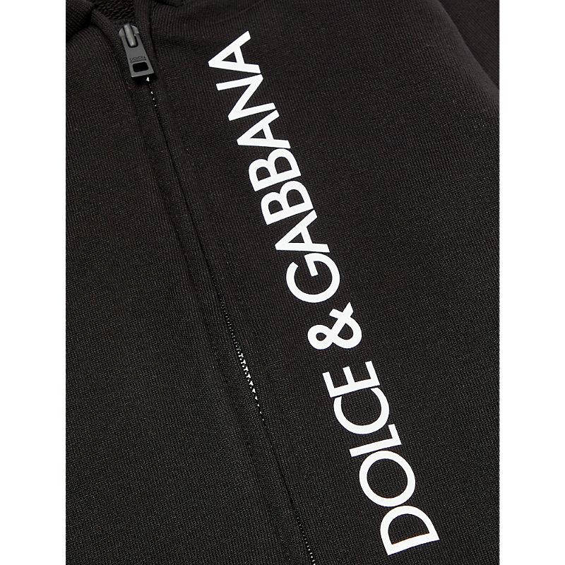 Shop Dolce & Gabbana Brand-print Regular-fit Cotton-jersey Hoody 6-30 Months In Black