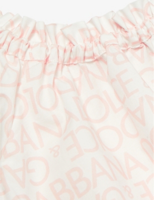 Shop Dolce & Gabbana Logo Rosa Fdo.panna Brand-print Flared-hem Cotton Set 6-30 Months In Multi-coloured