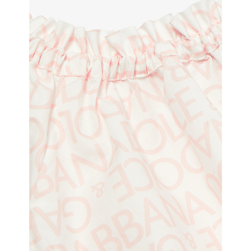 Shop Dolce & Gabbana Logo Rosa Fdo.panna Brand-print Flared-hem Cotton Set 6-30 Months In Multi-coloured