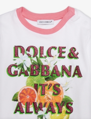 Shop Dolce & Gabbana Boys Optical White Kids Always Summer Slogan-print Cotton-jersey T-shirt 12-30 Month