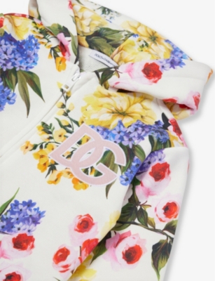 Shop Dolce & Gabbana Brand-embroidered Regular-fit Cotton-jersey Hoody 9-30 Months In Giardino Fdo Bianco