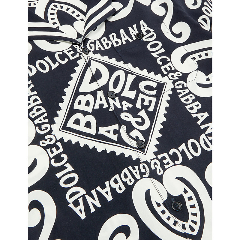 Shop Dolce & Gabbana Bandana-print Relaxed-fit Woven Shirt 10-12 Years In Dg Marina F.blu