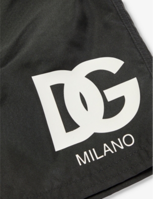 Shop Dolce & Gabbana Boys Black Kids Brand-print Elasticated-waist Shell Shorts 6-12 Years