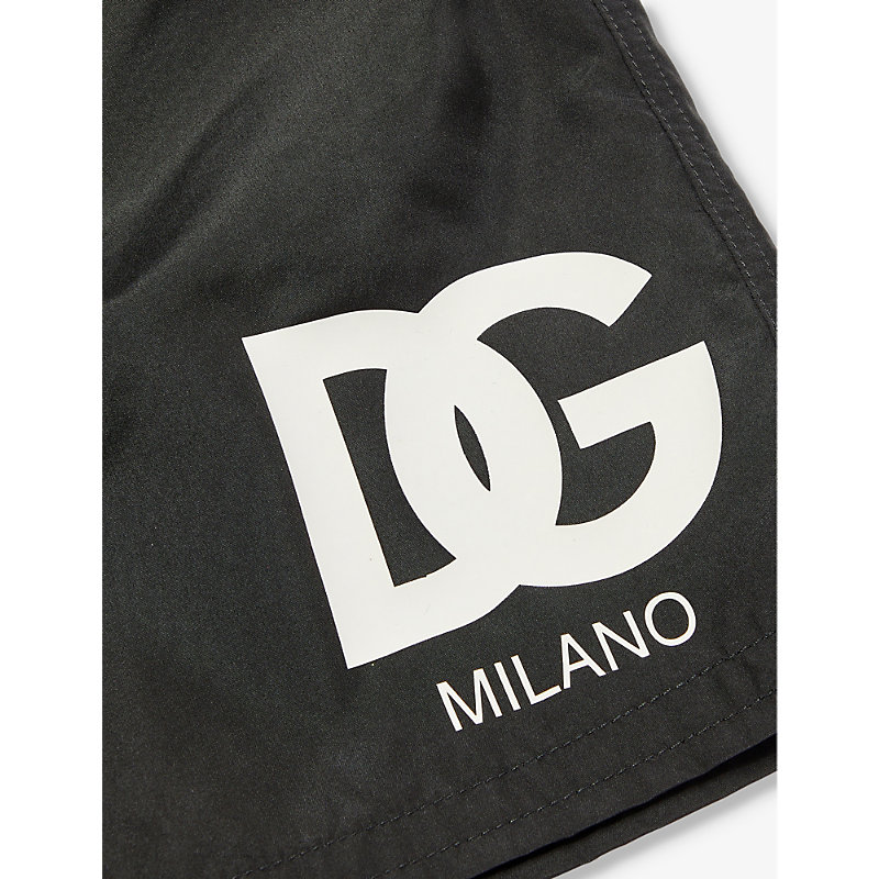 Shop Dolce & Gabbana Boys Black Kids Brand-print Elasticated-waist Shell Shorts 6-12 Years