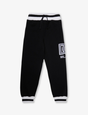 Dolce & Gabbana Kids' Brand-print Regular-fit Cotton-jersey Jogging Bottoms 8-12 Years In Black