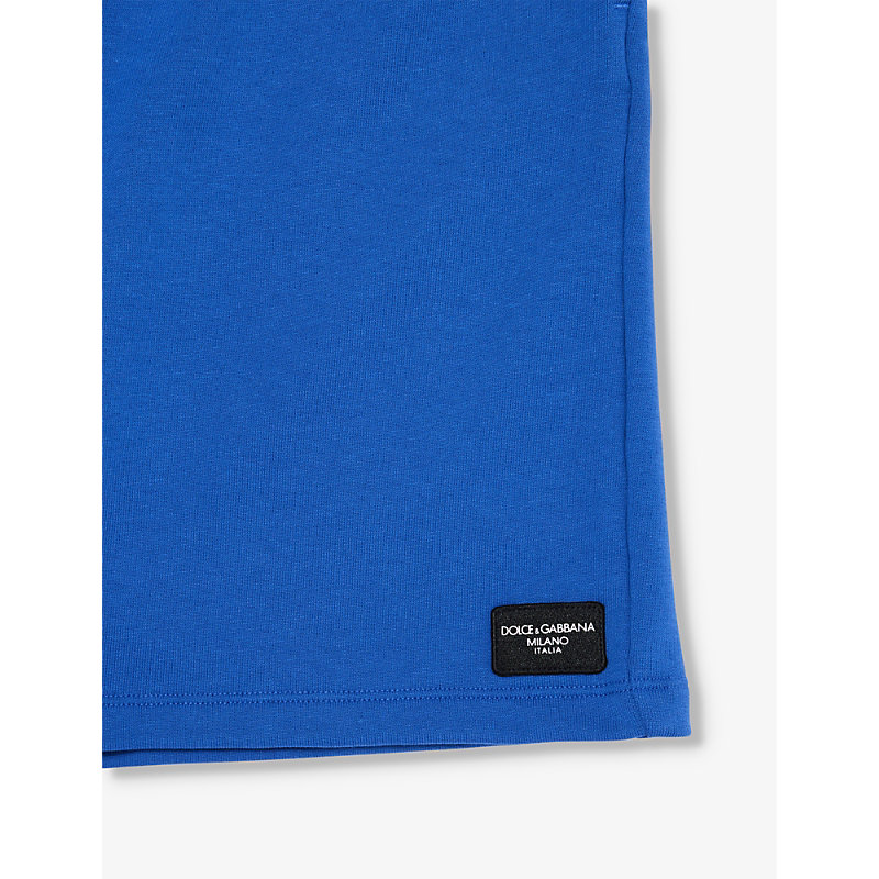 Shop Dolce & Gabbana Boys Medium Bluette Kids Brand-patch Cotton-jersey Bermuda Shorts 8-12+ Years